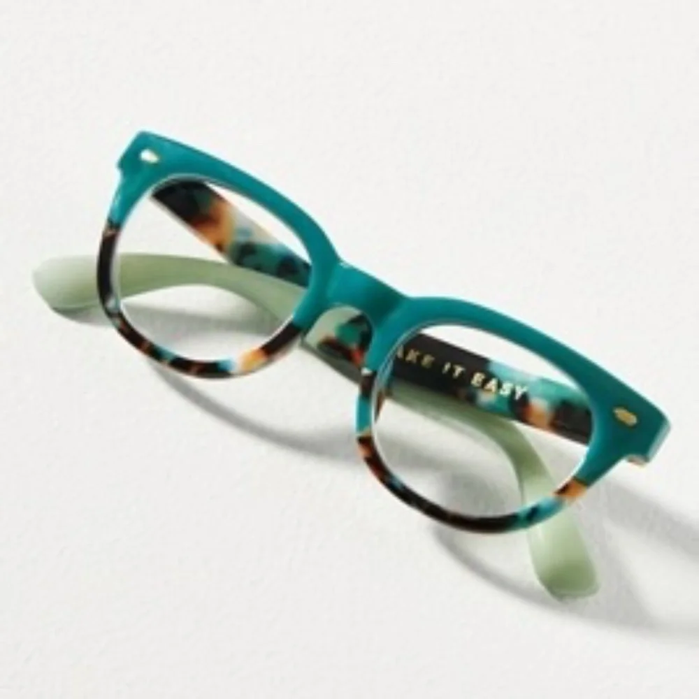 NEW from Anthropologie Take it Easy Teal Blue Light Filtering Glasses +1.25‎